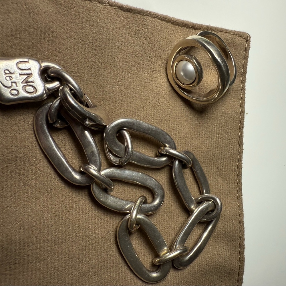 Silver Chain Bracelet and Ring Set - Picture 3 of 4